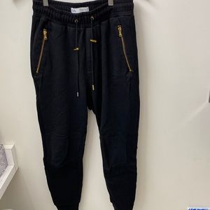 Zara black jogger pants with zipper pockets